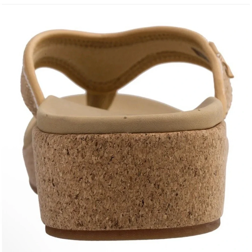 Spenco Sandal Willow Wedge Cork Tan Womens 9 Medium Arch Support Orthotic‎ New